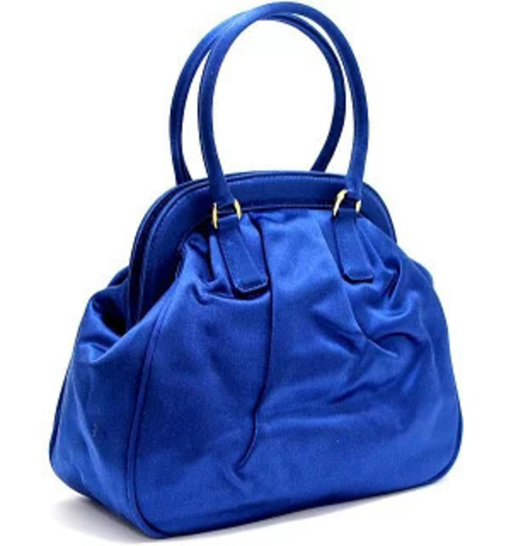 Prada Shoulder Bag Satin Kisslock Blue